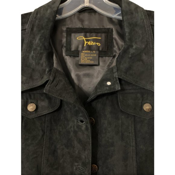 Women's Genuine Leather Suede Jacket by Fabio Size Large Black - Picture 3 of 6